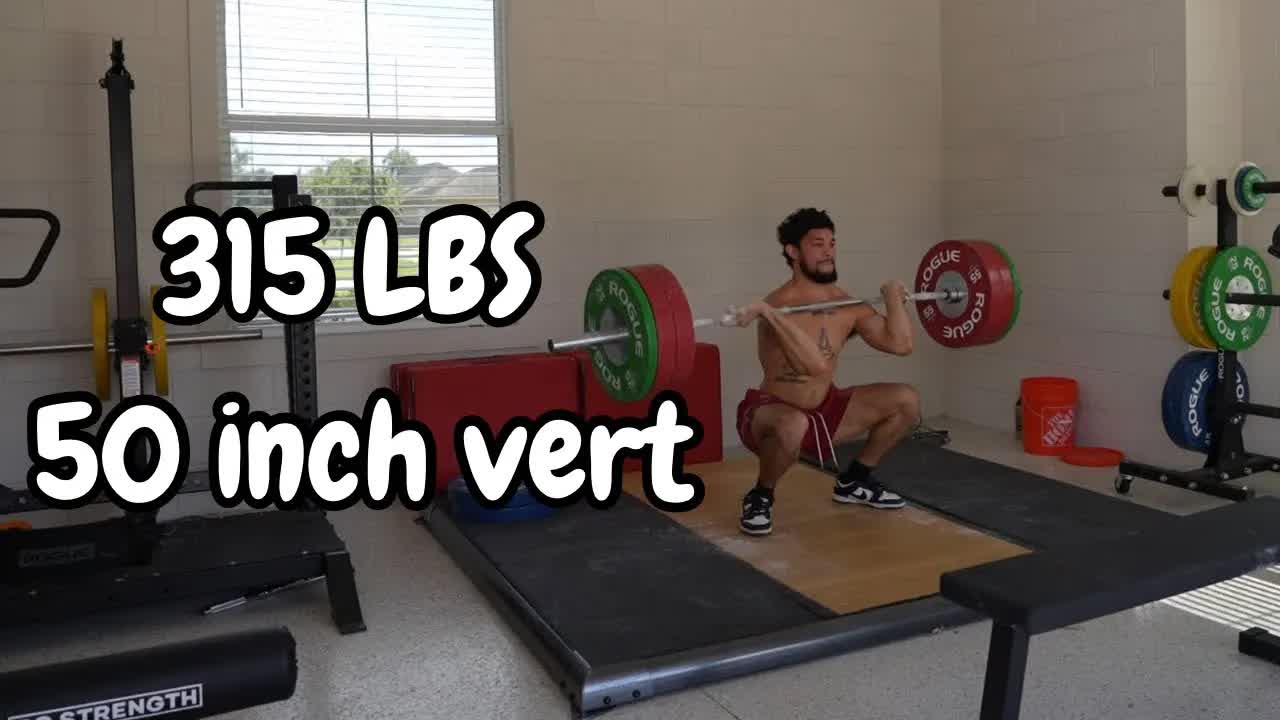 Video thumbnail for Isaiah Rivera: maxing full cleans, deep squats, and vertical jump training