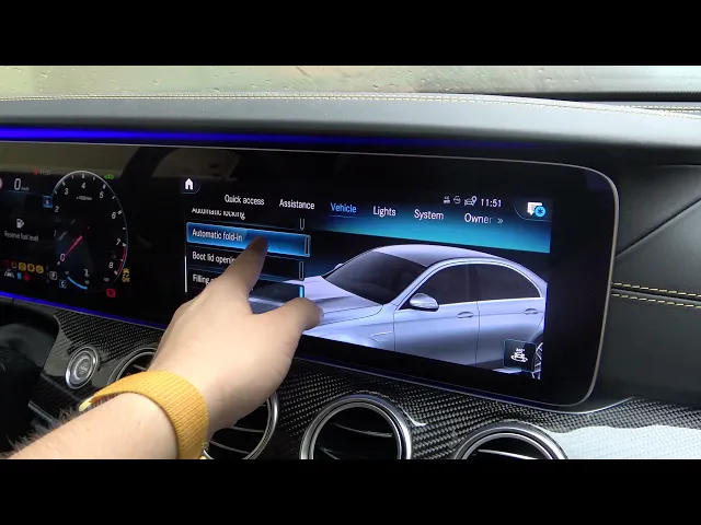 Video thumbnail for How to Turn On or Off Automatic Folding Mirrors in Mercedes E63S AMG - Activate Mirrors Folding