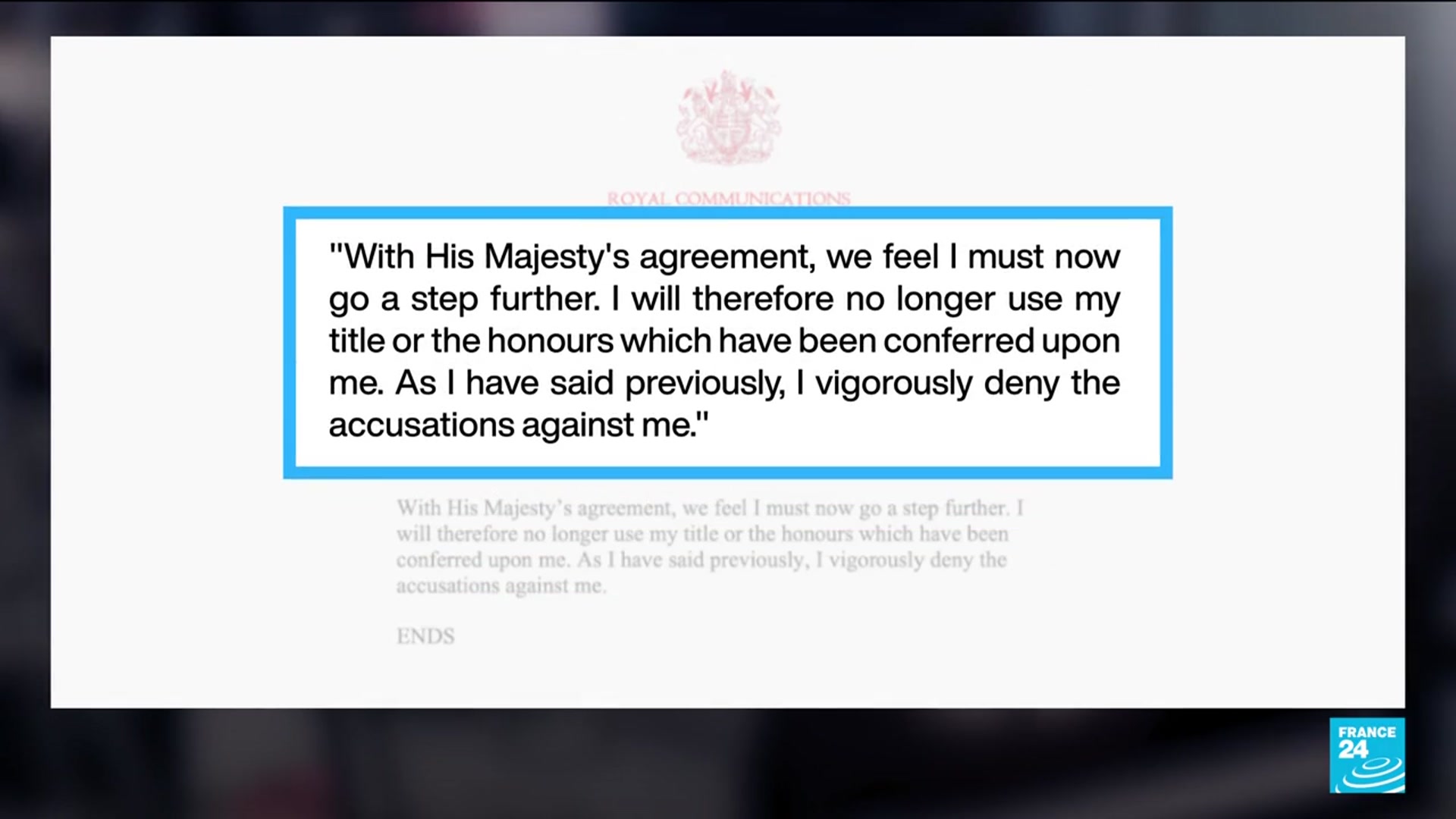 'Video thumbnail for Prince Andrew gives up his Duke of York title, disgraced by Epstein allegations'