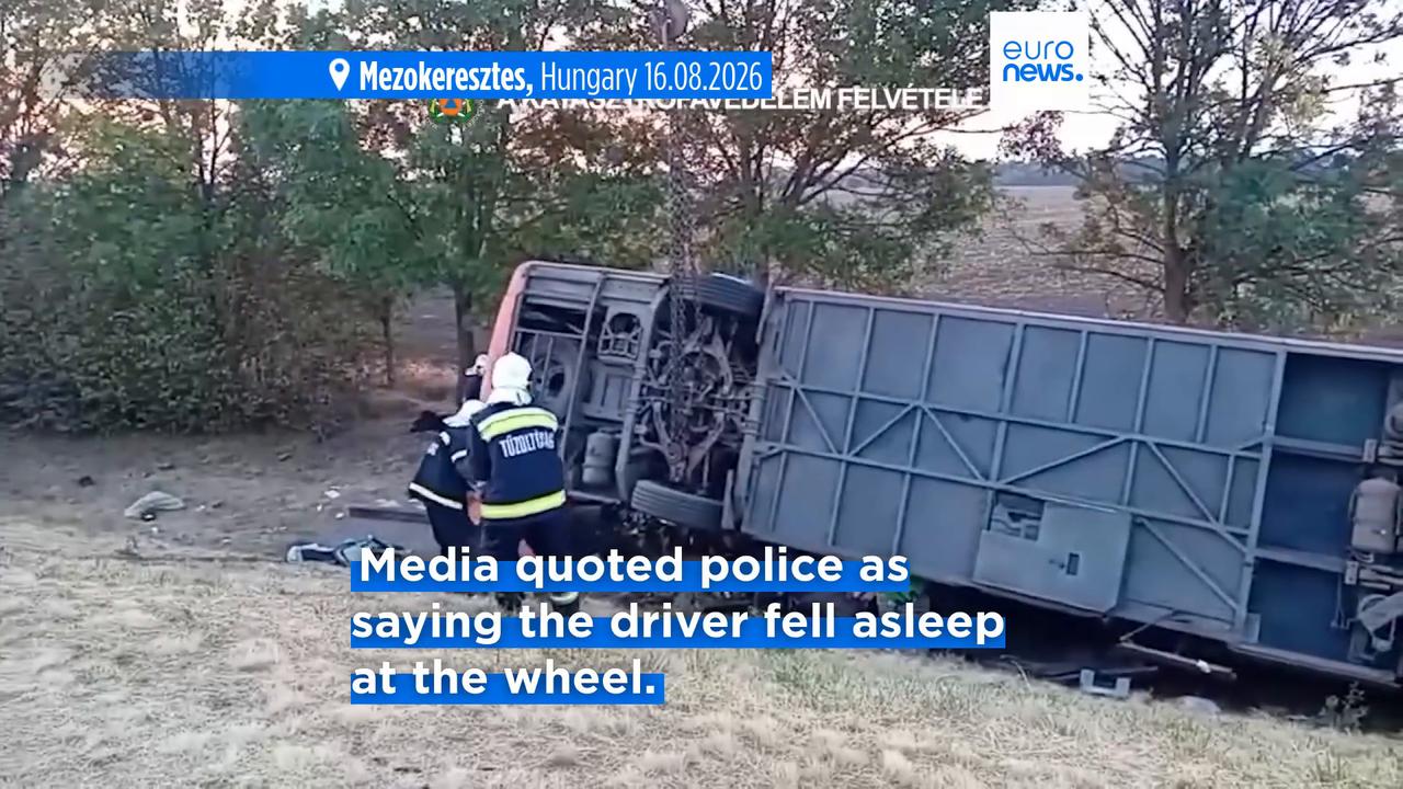 Video thumbnail for At least 12 people killed in Polish tourist bus crash in Hungary