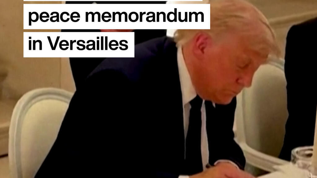 Video thumbnail for Iran-US: Donald Trump signs peace memorandum in Versailles