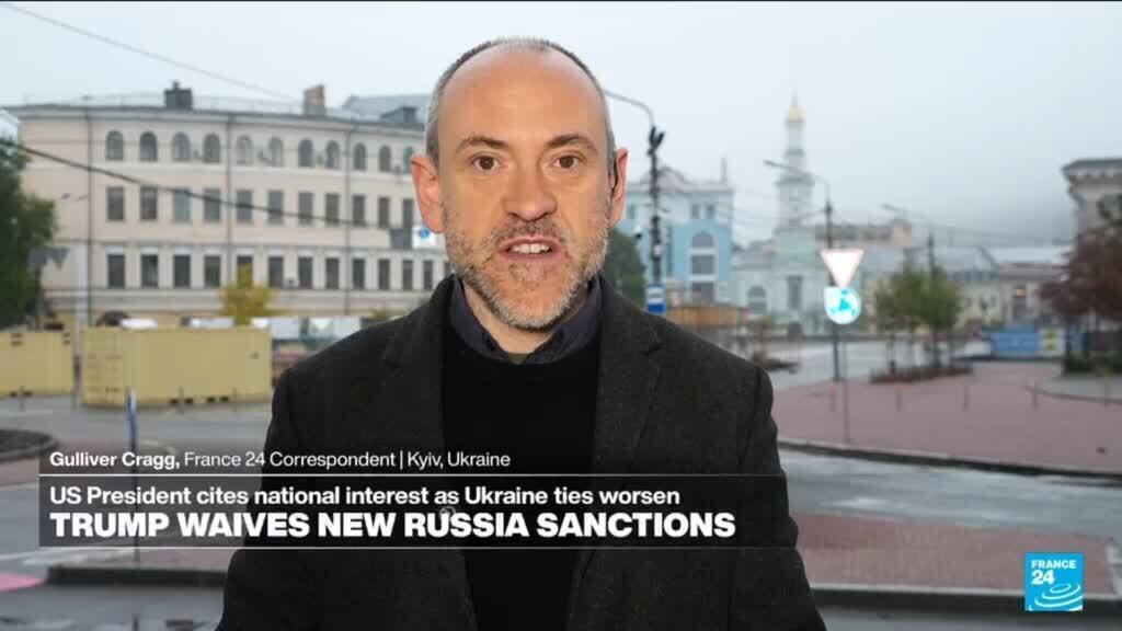 Video thumbnail for Trump waives new Russia sanctions as Ukraine ties slump