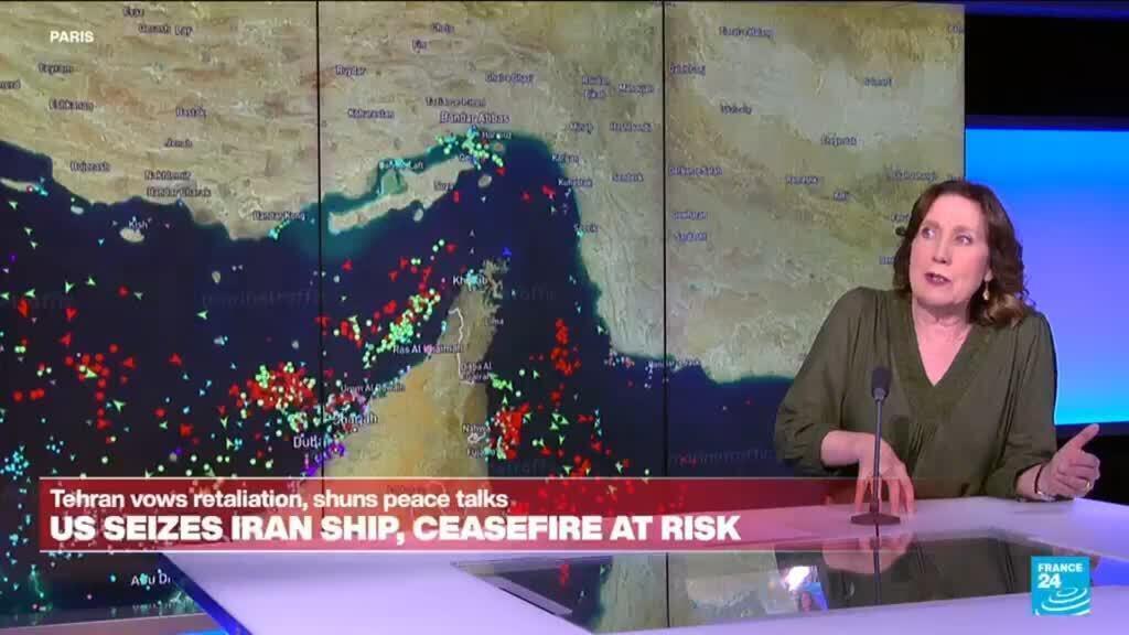 Video thumbnail for Ceasefire at risk after US seizes Iranian ship, Iran shuns peace talks
