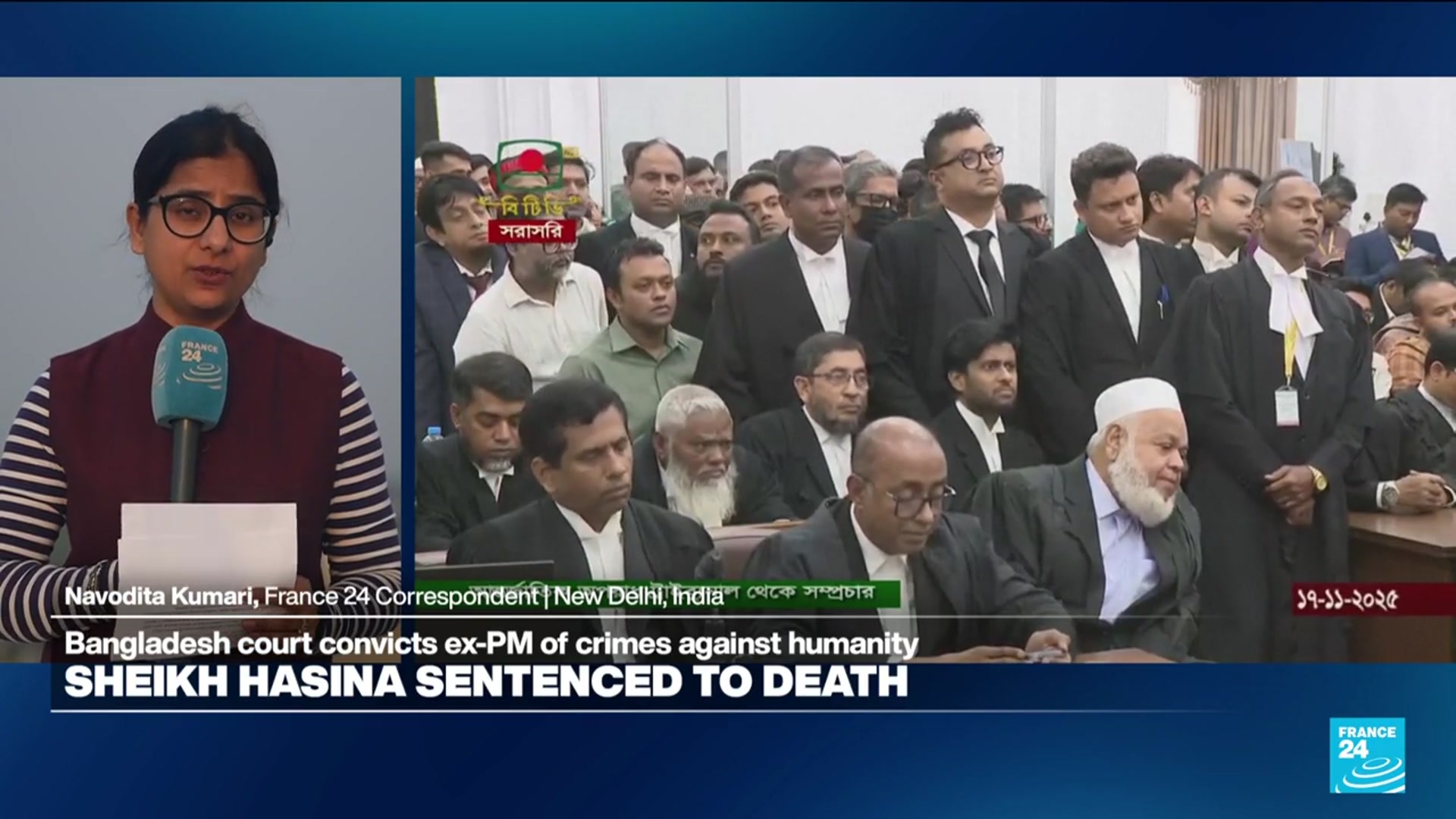 'Video thumbnail for Bangladesh court convicts ousted leader Sheikh Hasina of crimes against humanity'