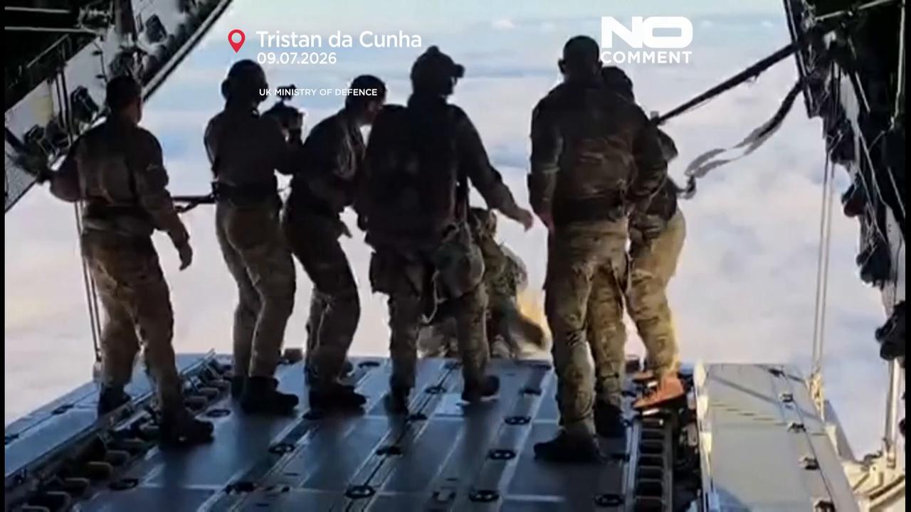 Video thumbnail for UK Army parachutes onto remote Atlantic island over suspected hantavirus case