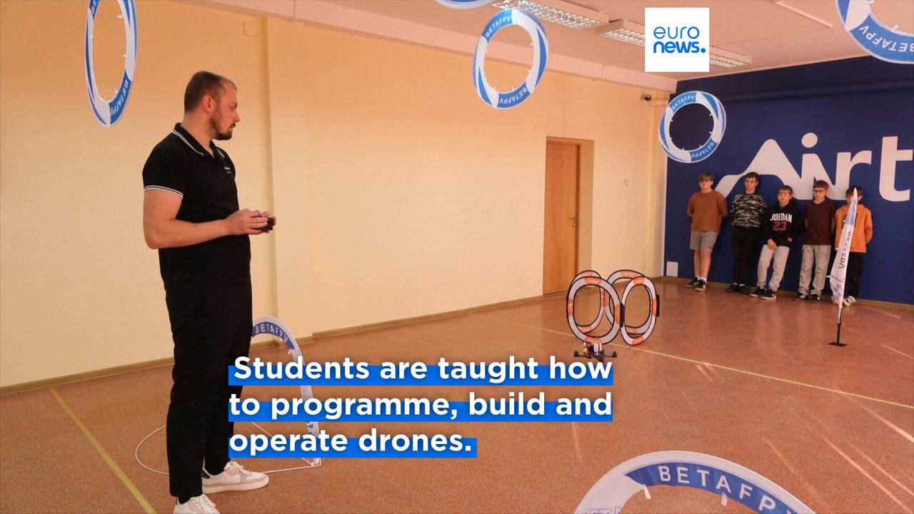 'Video thumbnail for Lithuanian children learn how to build, programme and fly drones in after-school course'