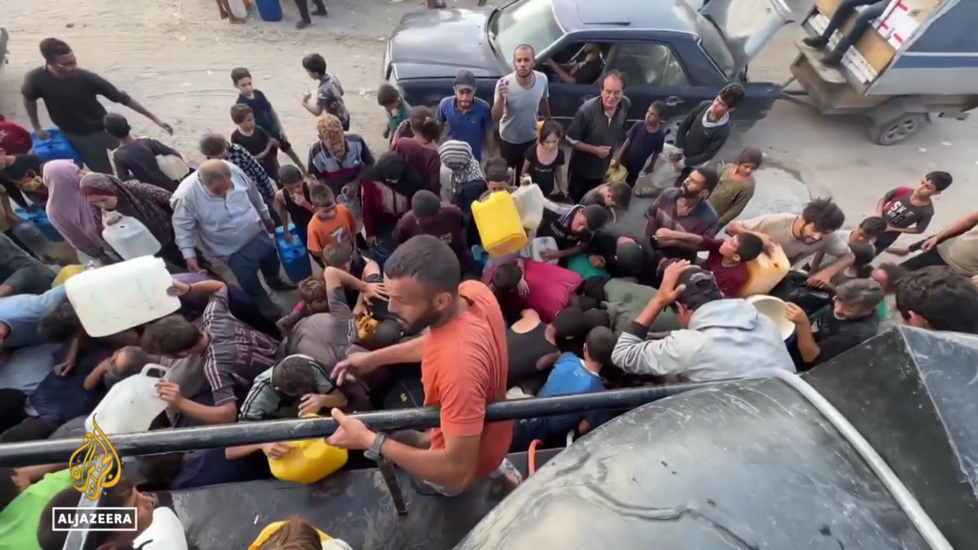 'Video thumbnail for Gaza families endure severe shortages after Israel hits water pipeline'