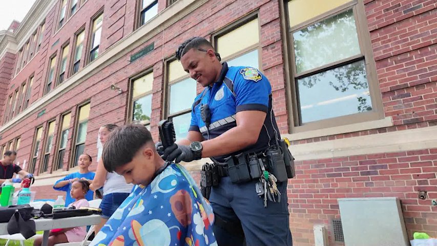 Video thumbnail for Haverstraw students receive free school supplies and haircuts ahead of first day