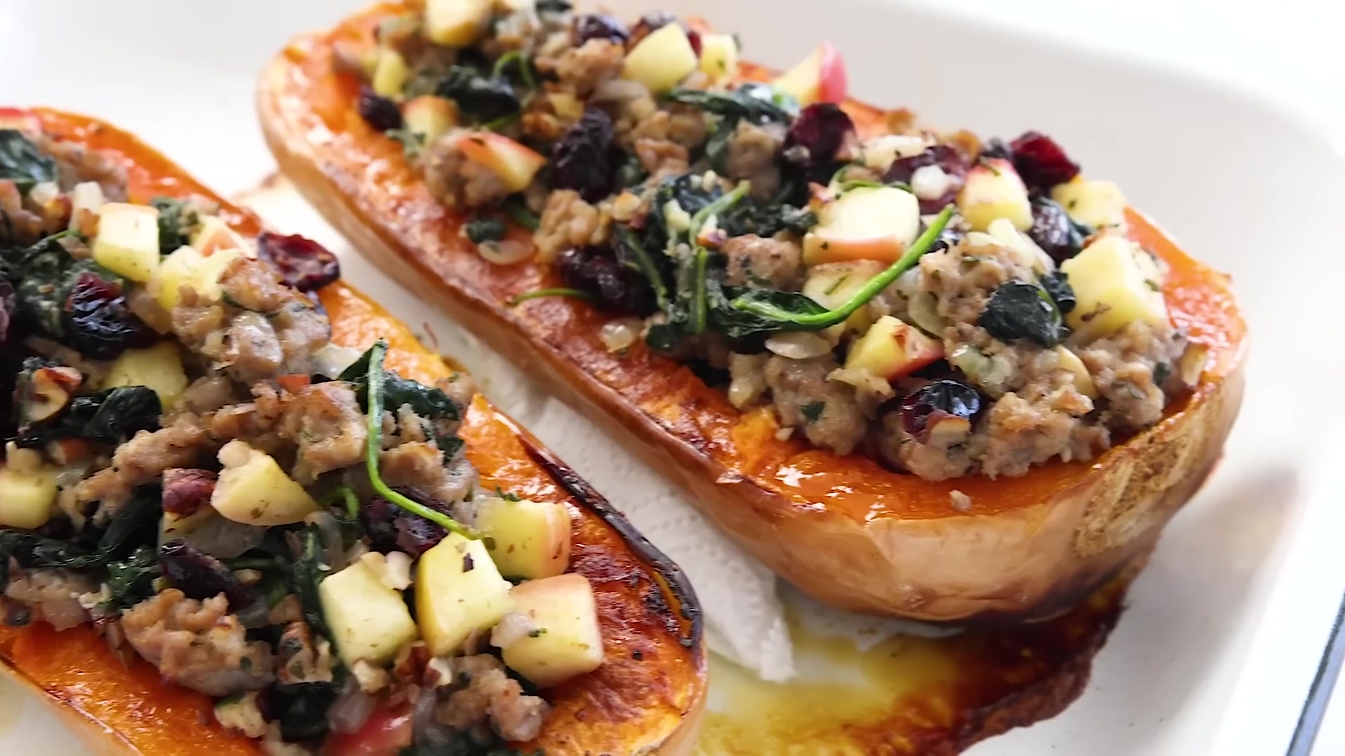 Video thumbnail for 75.STUFFED BUTTERNUT SQUASH with Apple Sausage Filling! (1080p 24fps)