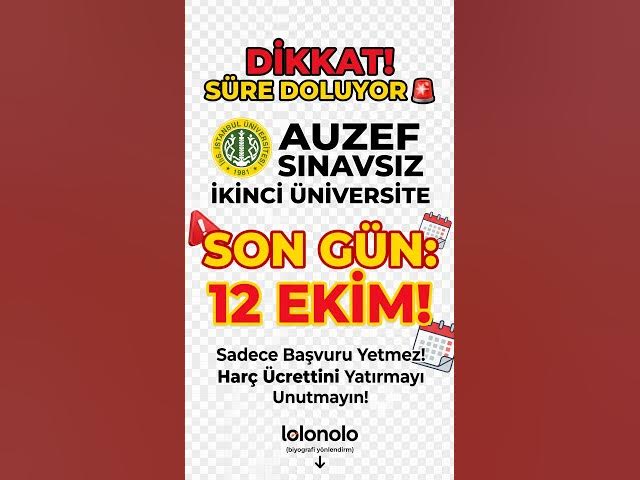 Video thumbnail for AUZEF Sınavsız İkinci Üniversite kayıtlarında son şans!