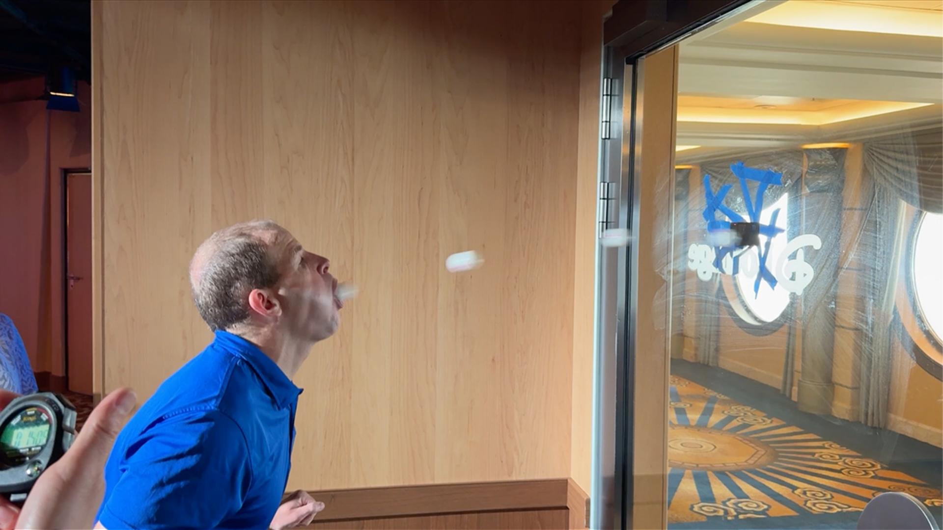 Video thumbnail for Most table tennis balls bounced against a wall with the mouth in 30 seconds - 51 by David Rush