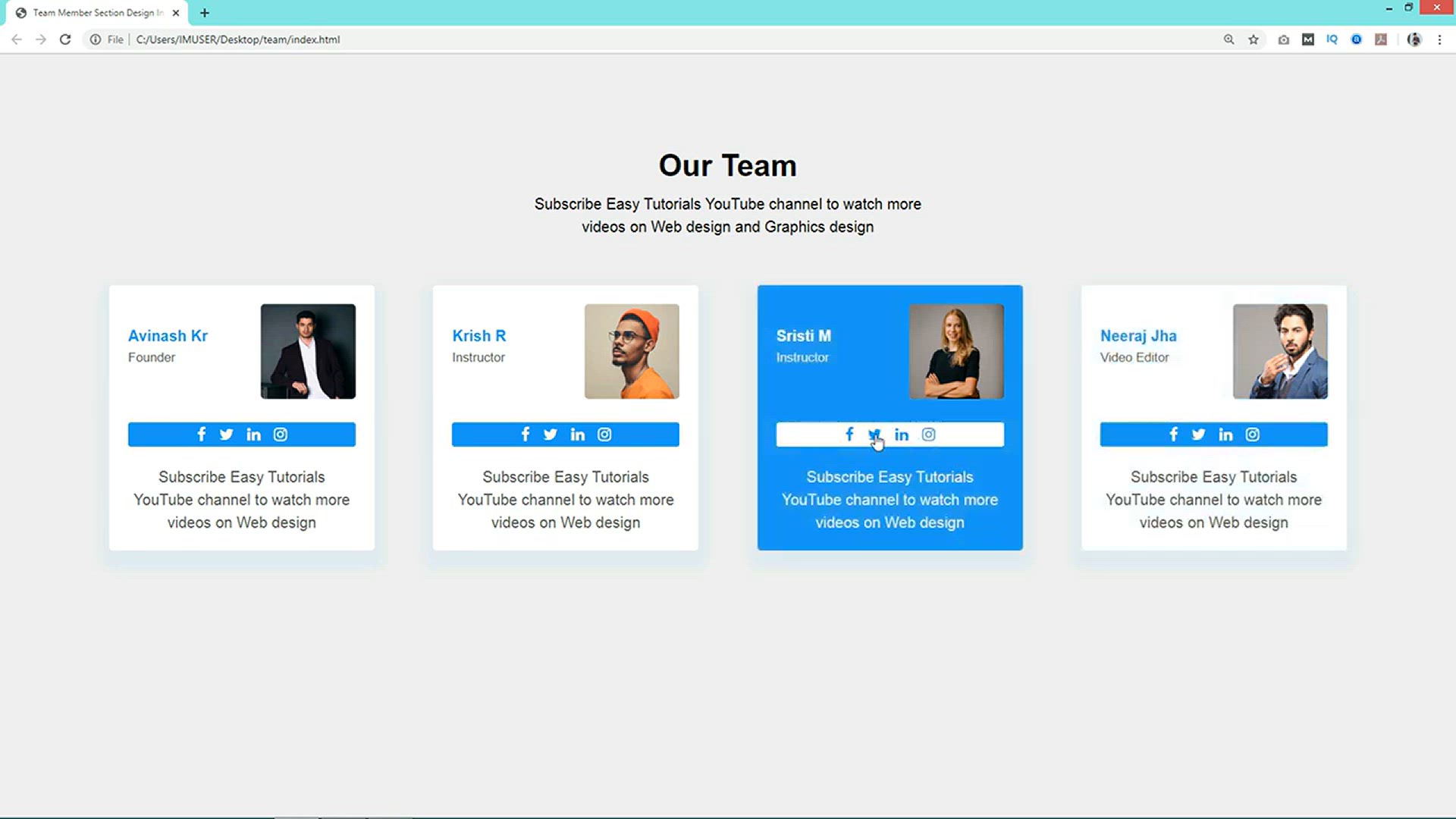 'Video thumbnail for How To Make A Team Section On website Using HTML And CSS _ Website Design Tutorial'