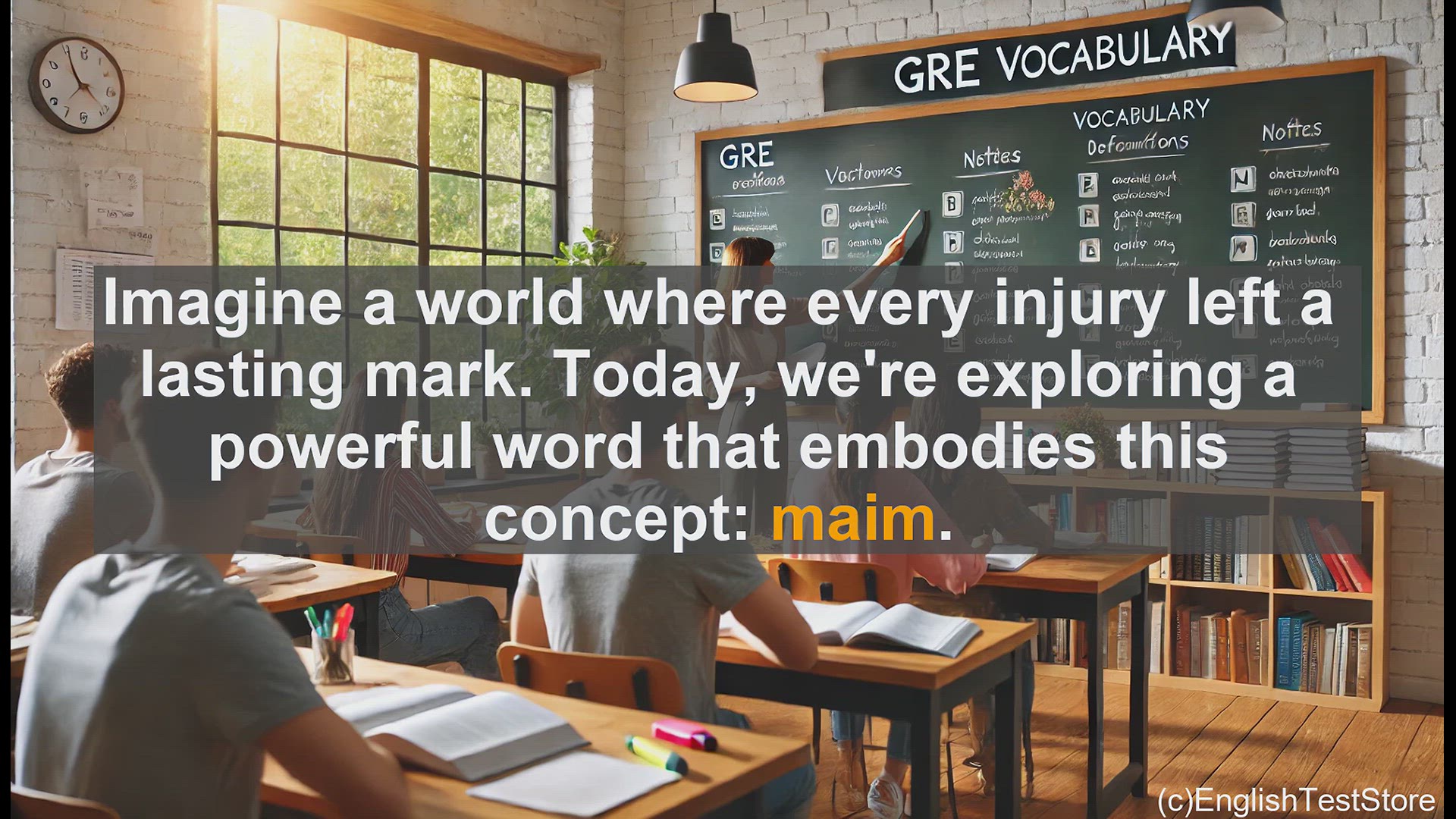 'Video thumbnail for GRE Vocabulary Lesson: Exploring the Powerful Word 'Maim' for GRE Success'
