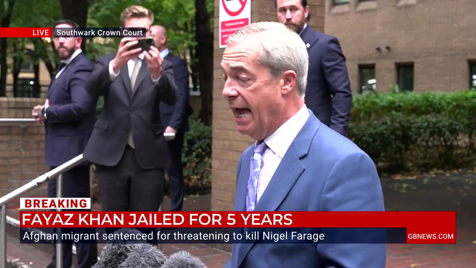 'Video thumbnail for Watch Nigel Farage give chilling warning after small boat migrant slapped with sentence'