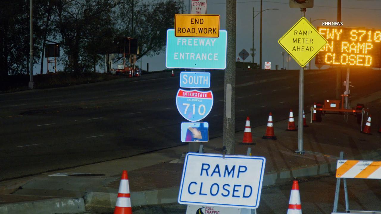 Video thumbnail for US, Los Angeles: Long Beach Construction Closes 710 Freeway Over The Weekend.