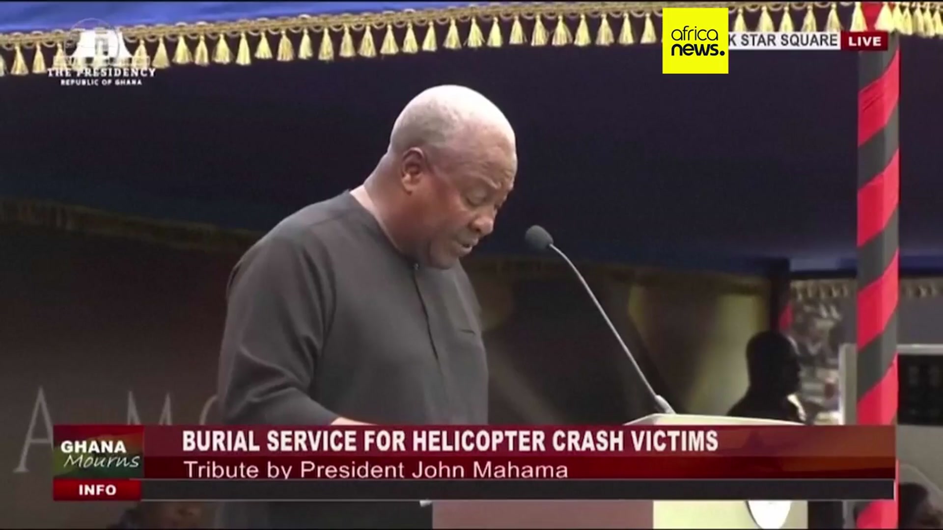 'Video thumbnail for Ghana holds state funeral for 8 helicopter crash victims'