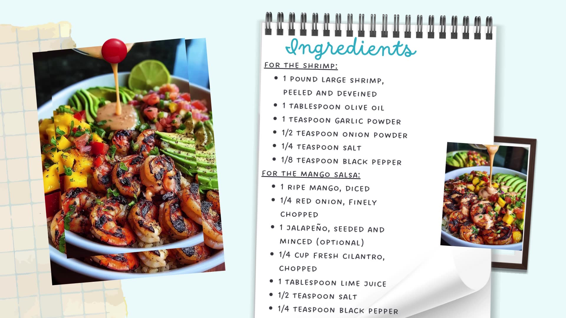 Video thumbnail for Shrimp and Avocado Bowls with Mango Salsa & Lime-Chili Sauce – Fresh, Zesty & Irresistible