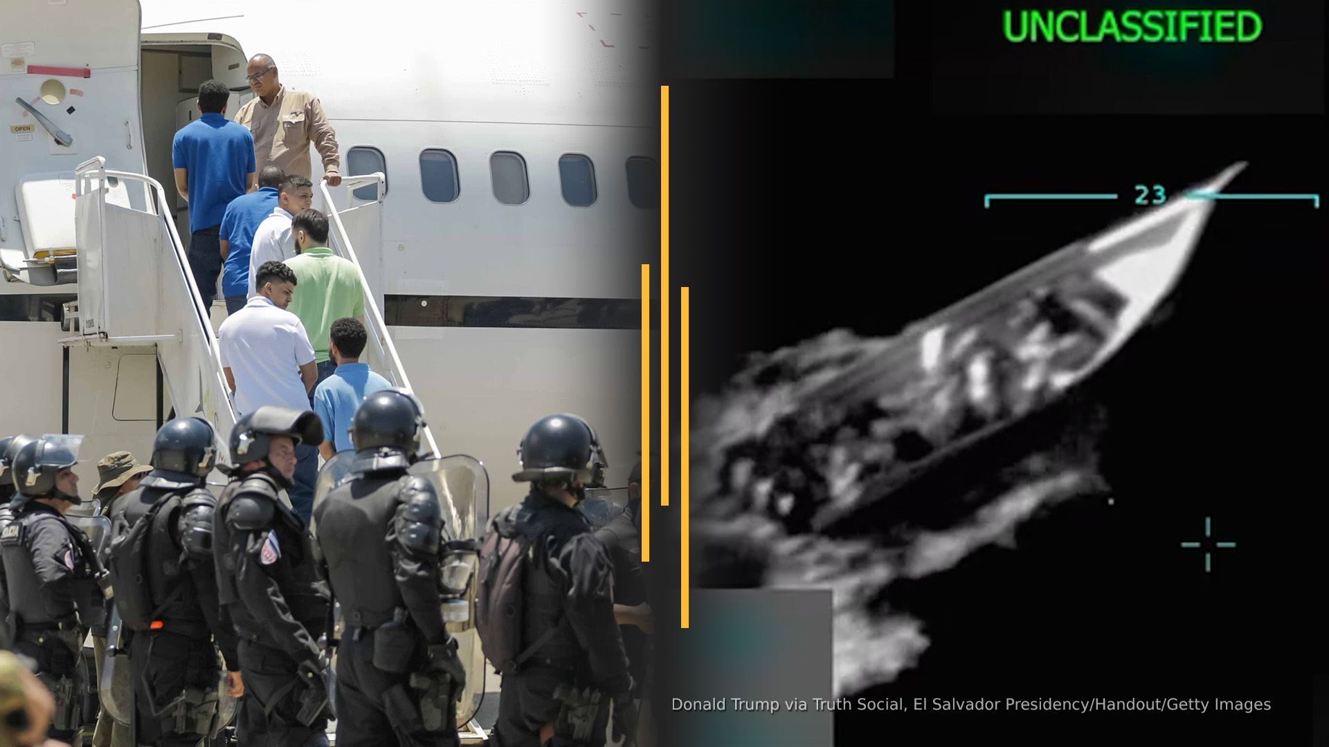 Video thumbnail for Judge targets DHS over migrant flights, Trump shifts on boat strike video release