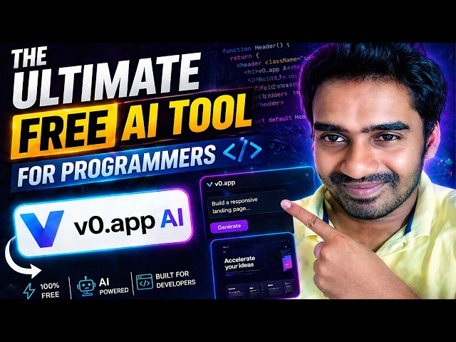 Video thumbnail for The Ultimate Free AI Tool for programmers v0.app AI