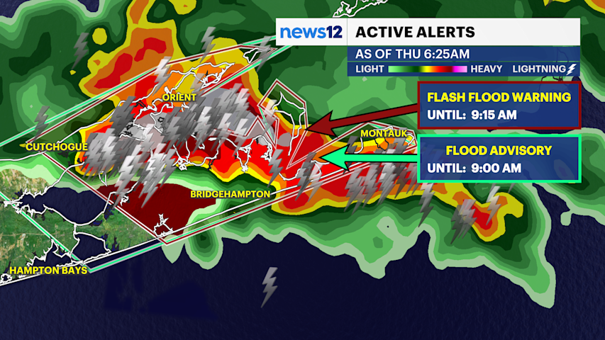 Video thumbnail for STORM WATCH: Flash flood warning issued for eastern Suffolk County