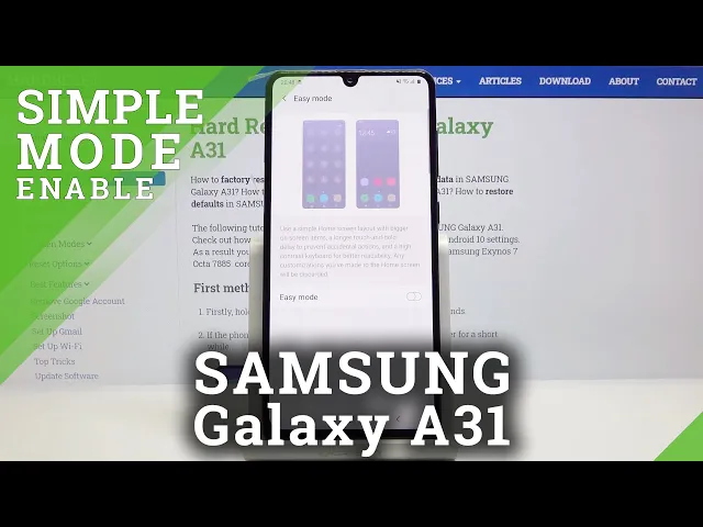 Video thumbnail for How to Enable Easy Mode in SAMSUNG Galaxy A31 – Turn On / Off Easy Mode