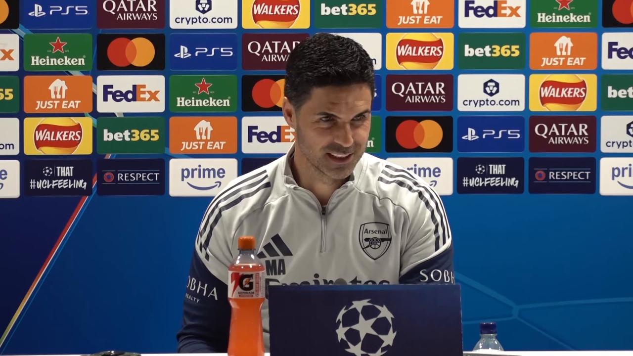 Video thumbnail for Arsenal head coach Arteta speaks ahead of Atletico Madrid clash.
