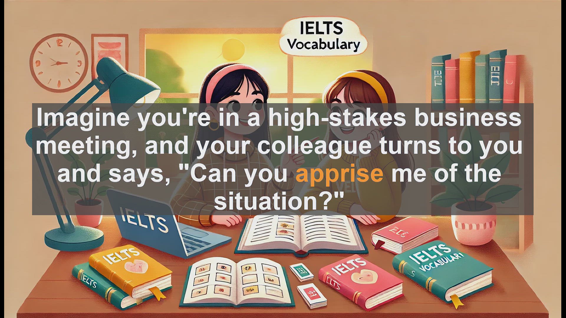 'Video thumbnail for 5000 Must Know IELTS 8.0 Vocabulary - Understanding 'Apprise': Boost Your IELTS Score with Advanced Vocabulary'