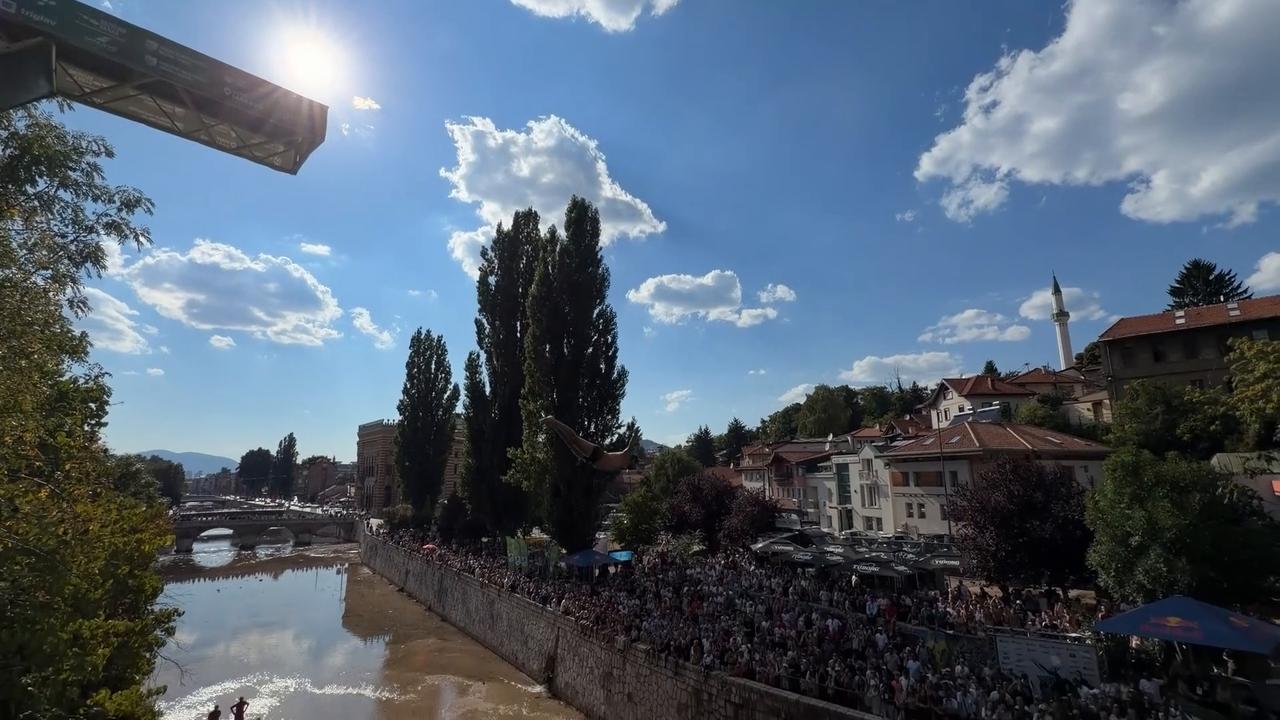 Video thumbnail for Bosnia and Herzegovina: 12th edition of the international Bentbasa Cliff Diving 2026 competition held in Sarajevo.