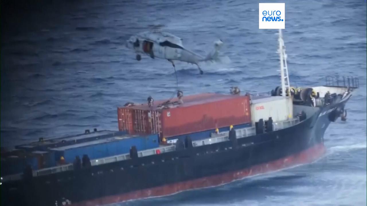 Video thumbnail for US military boards commercial ship suspected of attempting to evade Iran blockade