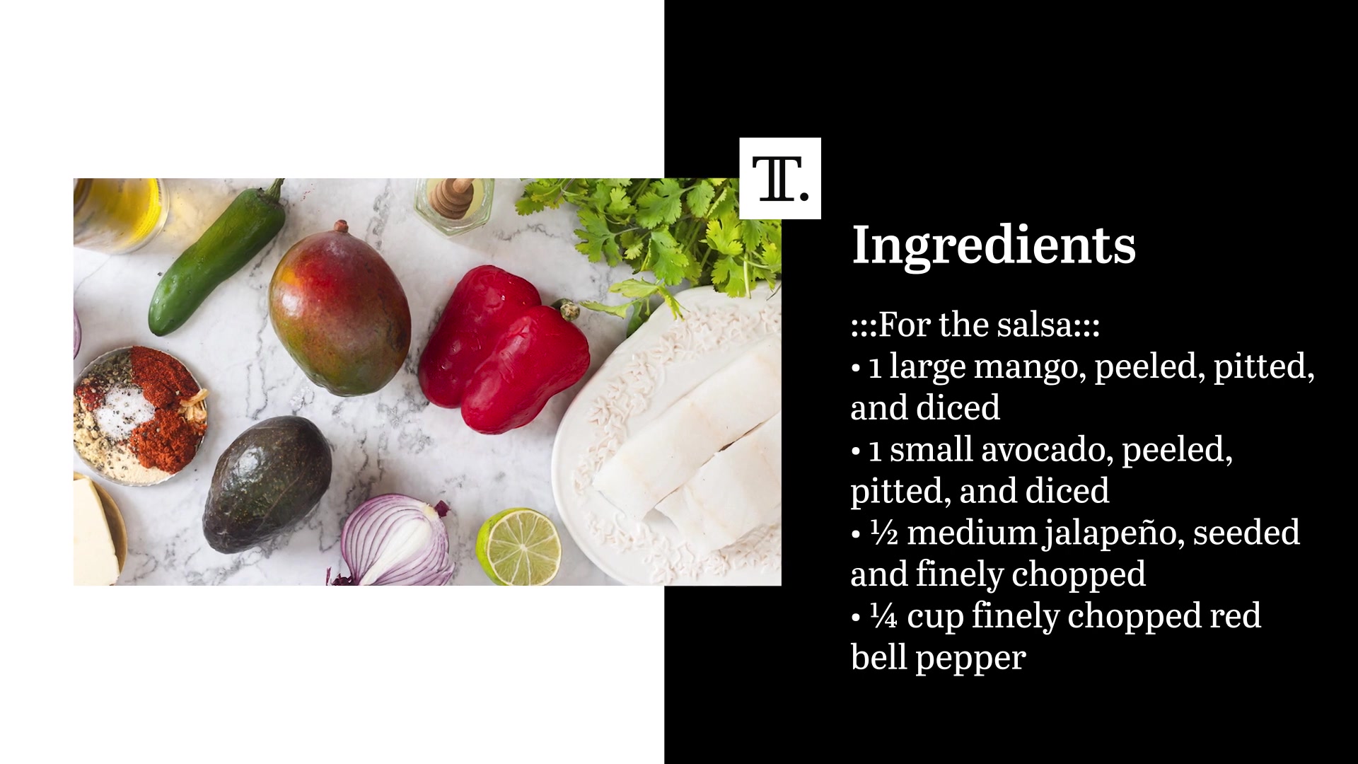 'Video thumbnail for Blackened Halibut With Mango-Avocado Relish Recipe'