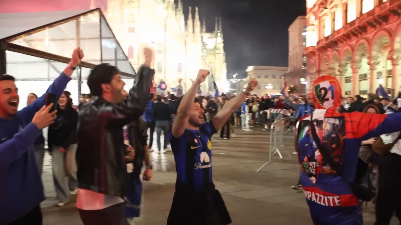 Video thumbnail for Italy: Inter fans celebrate 21st league title in Milan after win over Parma.