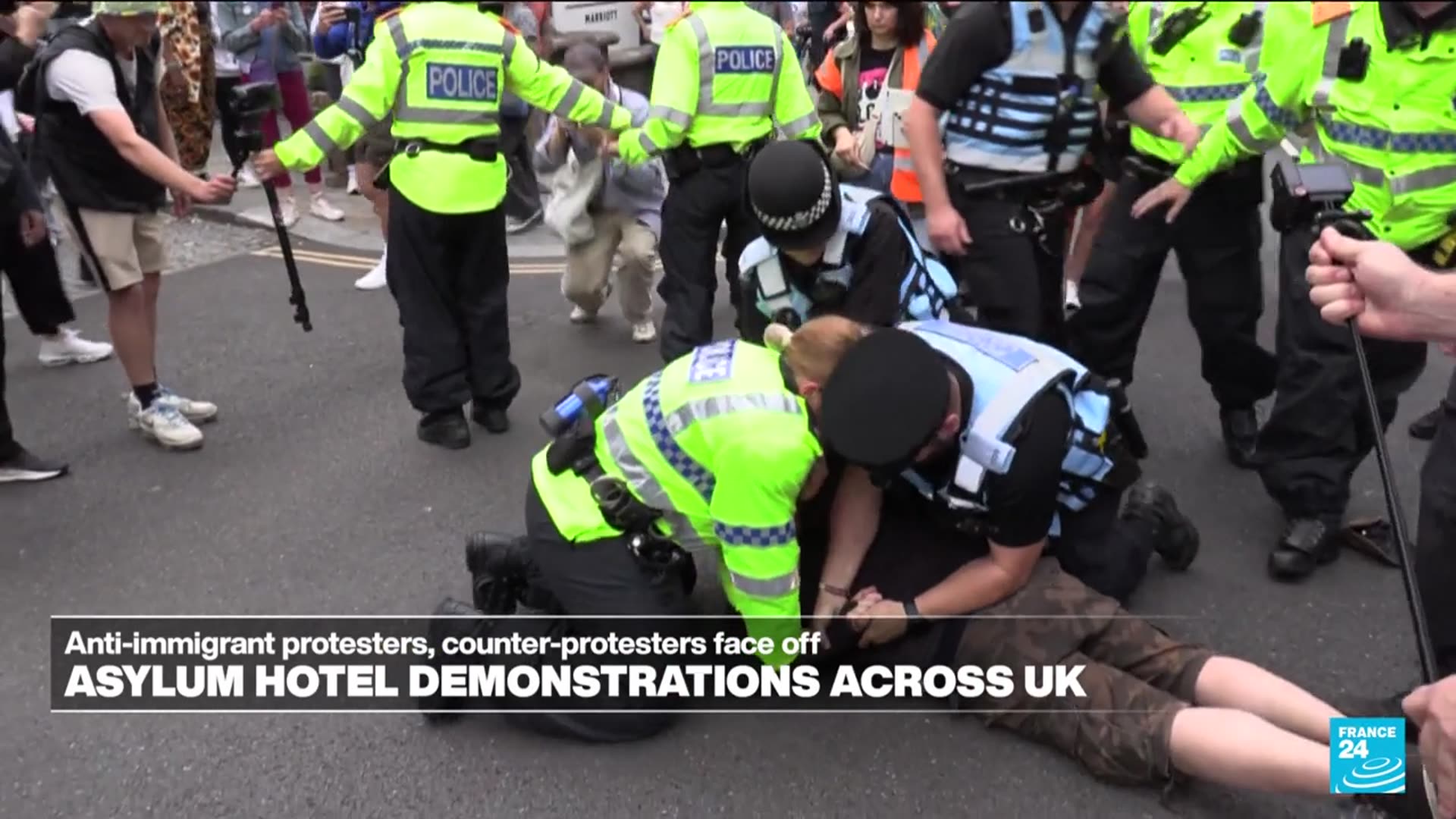 'Video thumbnail for Protests take place across the UK against hotel housing asylum seekers'
