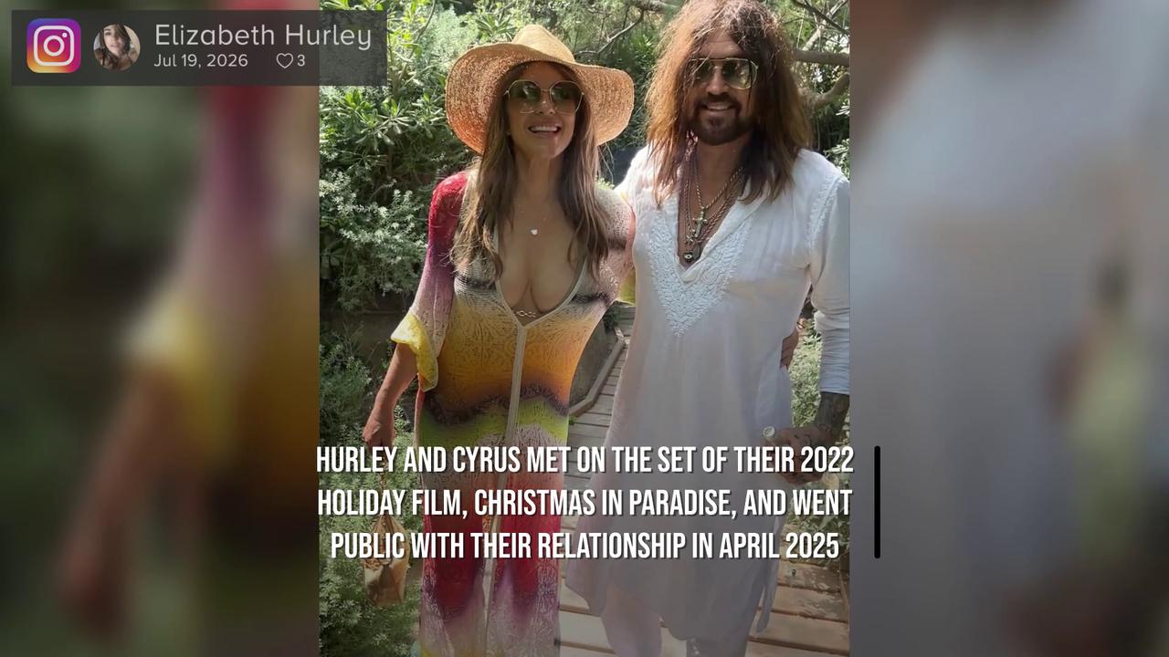 Video thumbnail for Elizabeth Hurley sparks Billy Ray Cyrus engagement rumours.