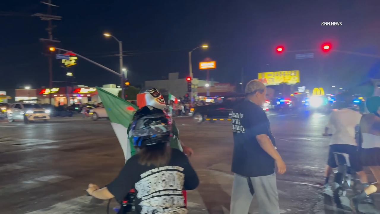 Video thumbnail for US, Los Angeles: Pacoima Mexico Fans Celebrate World Cup Victory.