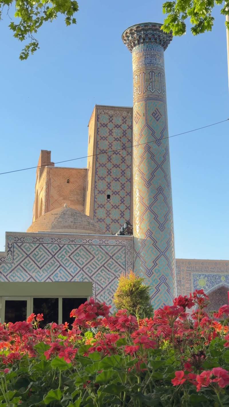Video thumbnail for Flower Framed Domes of Registan Square in Samarkand