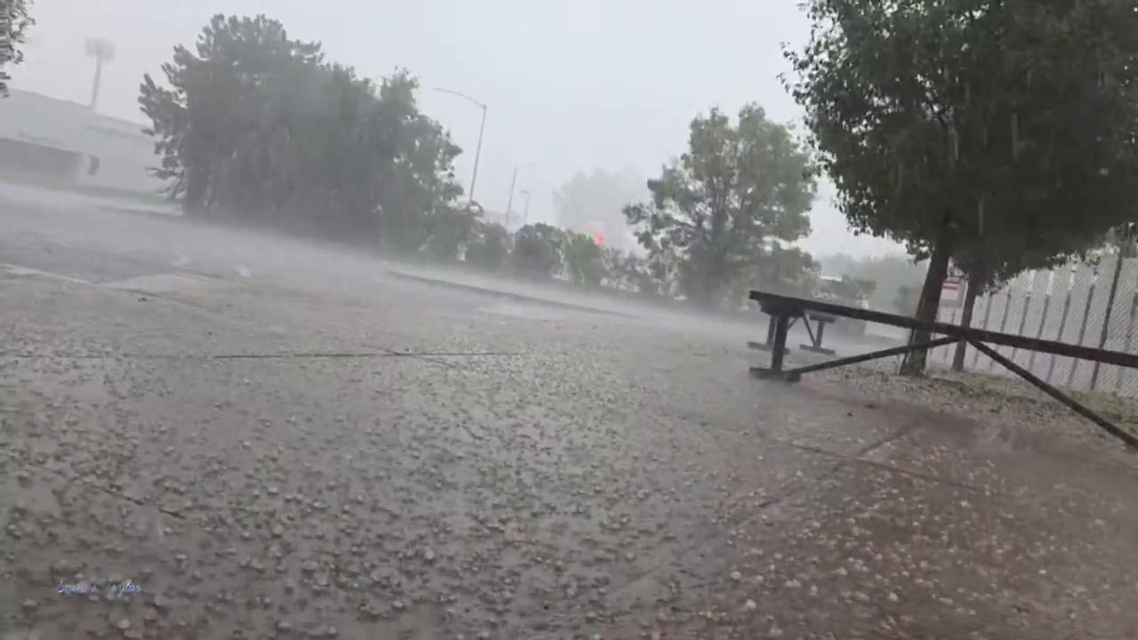 Video thumbnail for US: Heavy rain and hail sweep through Salt Lake City, Utah.