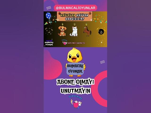 Video thumbnail for HAYVANLARI VE SESLERİNİ BUL PUANLARI TOPLA ŞAMPİYON OL #1 #bulmacaoyunları #oyunlar #hayvanlar