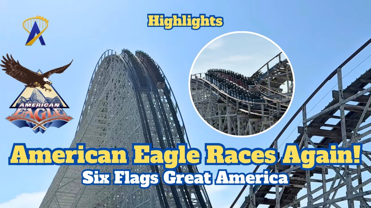 Video thumbnail for American Eagle Coaster Returns To Racing! Highlights, Six Flags Great America