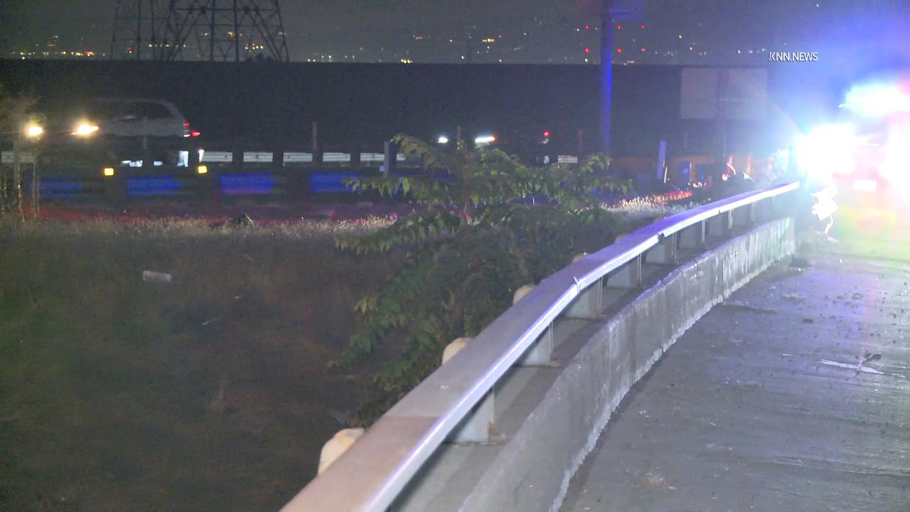 Video thumbnail for US, Los Angeles: Irwindale Car Flies off 605 Fwy.