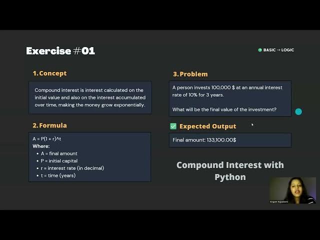 Video thumbnail for Python Exercise 01 Compund interest