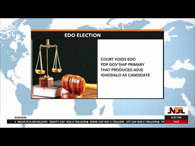 Video thumbnail for Court Voids Edo PDP Governorship Primary That Produced ASUE IGHODALO As Candidate | 4 July 2024 |NTA
