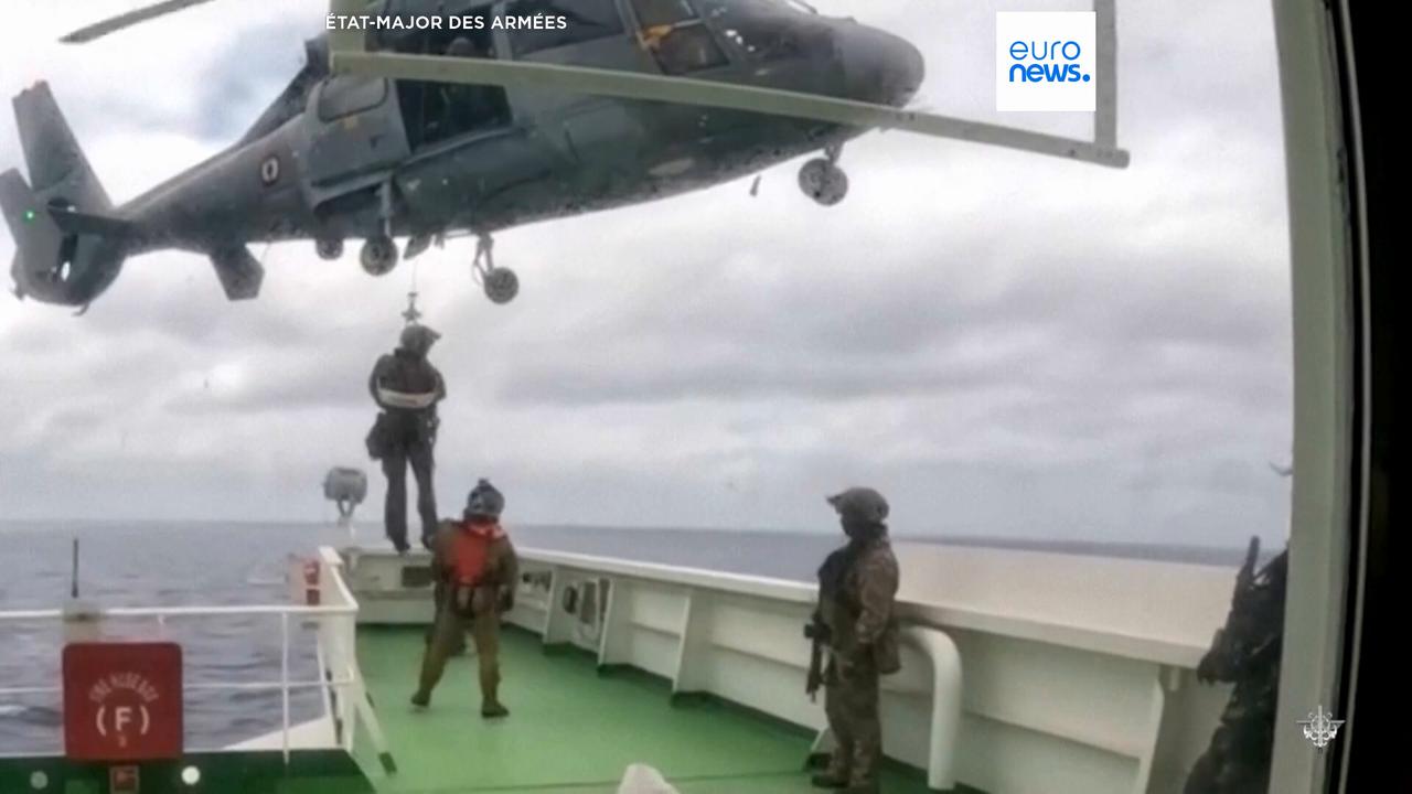 Video thumbnail for Moment French Navy boards 'shadow fleet' oil tanker in the Indian Ocean