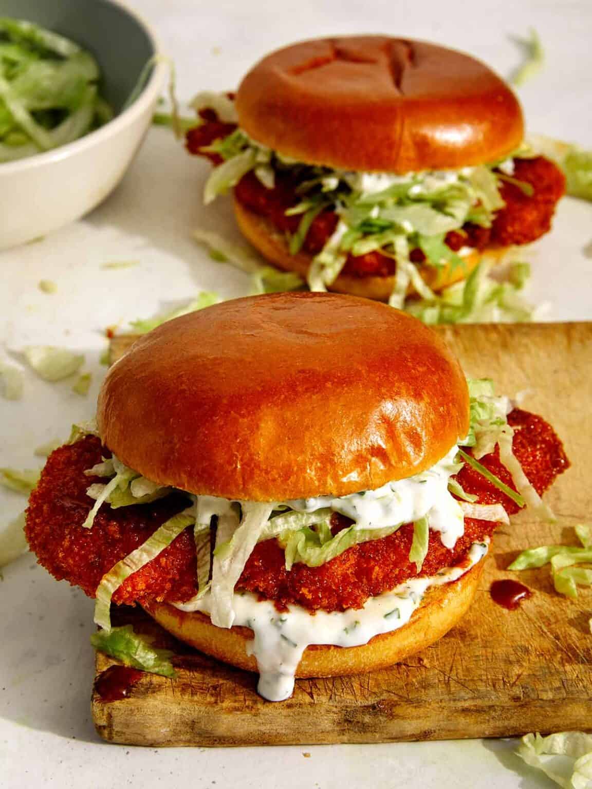 'Video thumbnail for Baked Nashville Hot Chicken Sandwich with Honey Recipe '