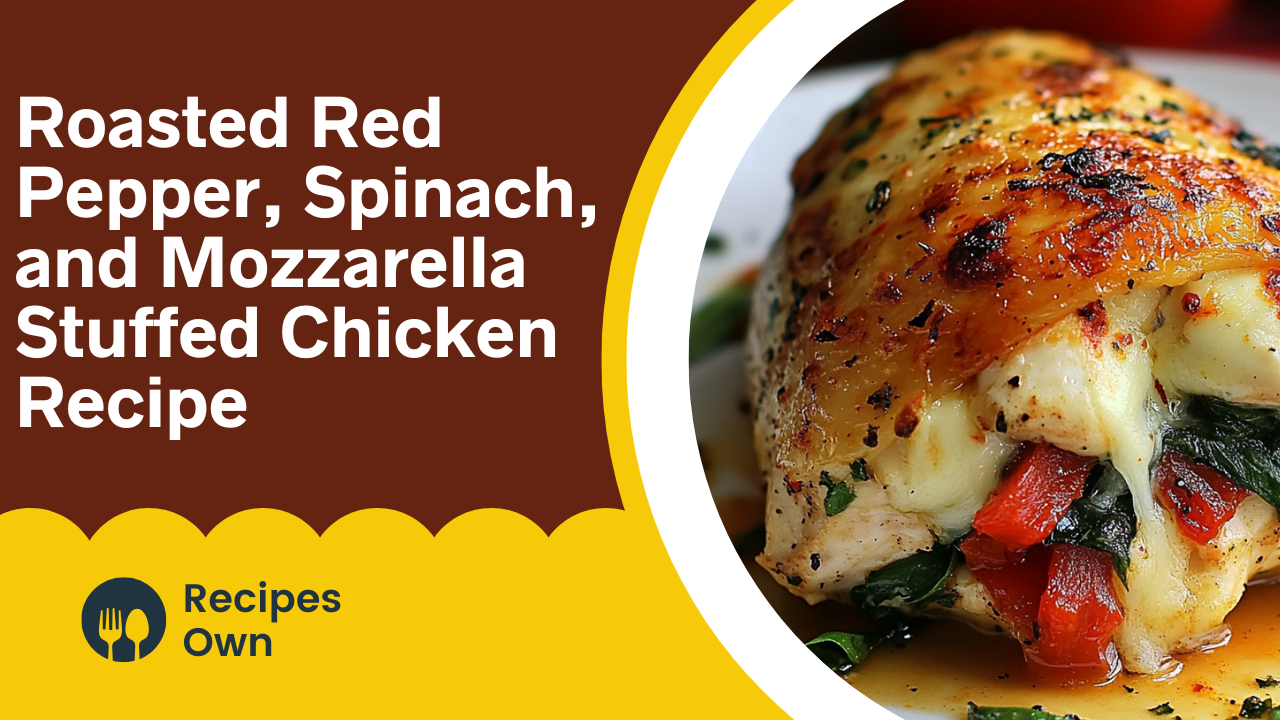Video thumbnail for Roasted Red Pepper, Spinach, and Mozzarella Stuffed Chicken Recipe