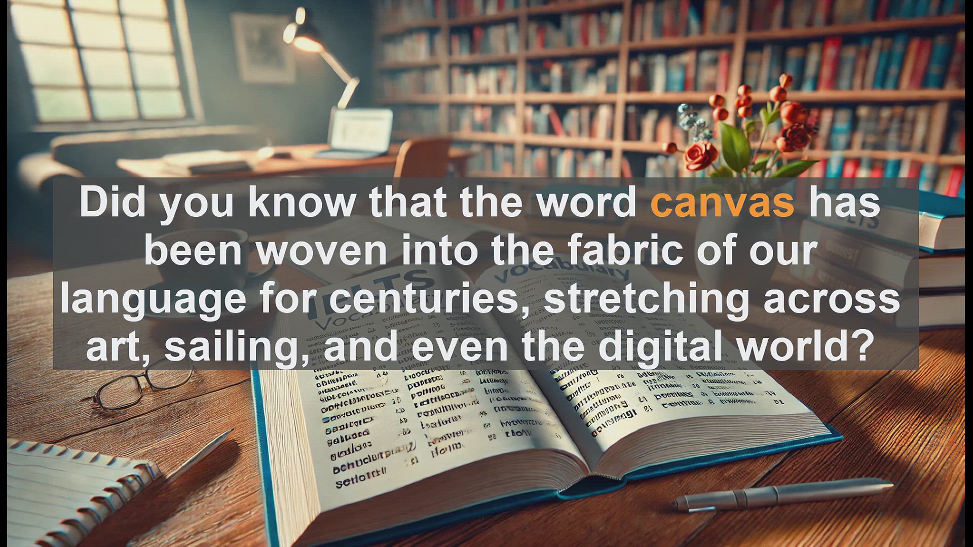'Video thumbnail for 5000 Must Know IELTS 8.0 Vocabulary - Canvas: A Versatile Word for IELTS Success'