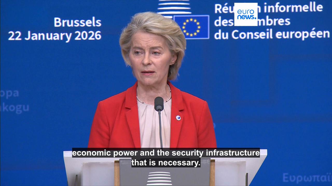 Video thumbnail for EU leaders demand respect from Trump after Greenland crisis rattles relationship