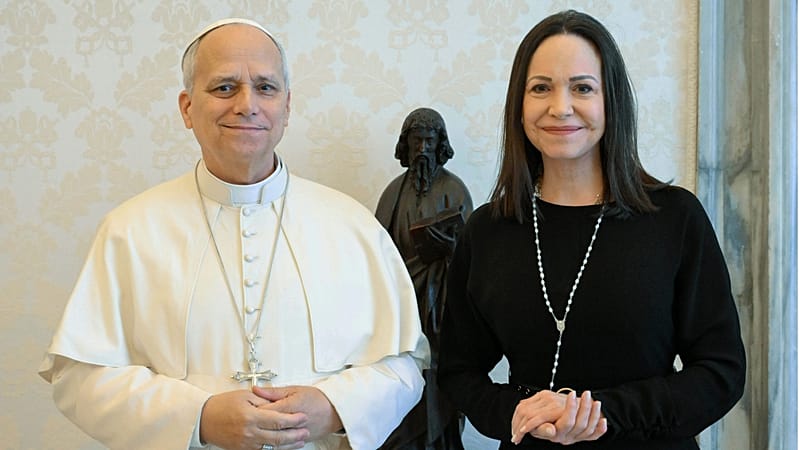 Video thumbnail for Machado seeks Pope Leo's support for Venezuela's transition during Vatican meeting