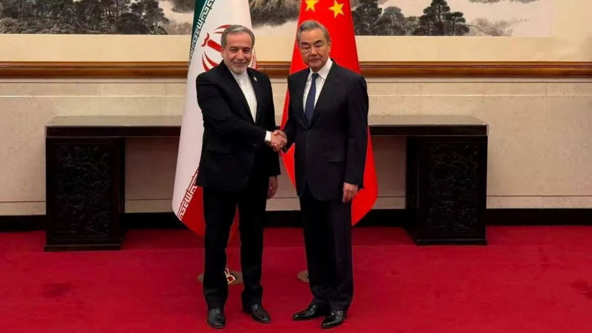 Video thumbnail for Iranian FM Araghchi holds talks with China’s Wang Yi in Beijing