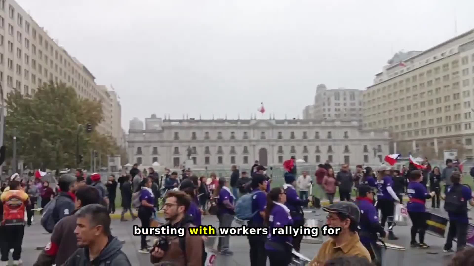 Video thumbnail for Labor Day March in Downtown Santiago