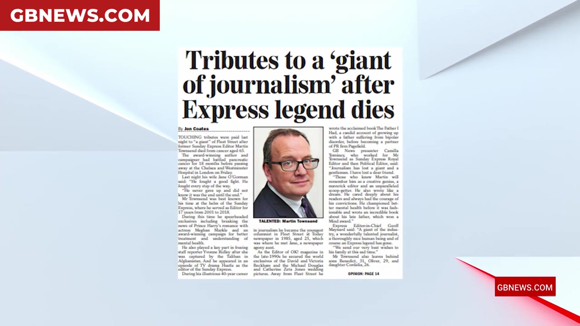 'Video thumbnail for 'He was a maverick' - Camilla Tominey pays heartfelt tribute to friend and mentor on GB News'